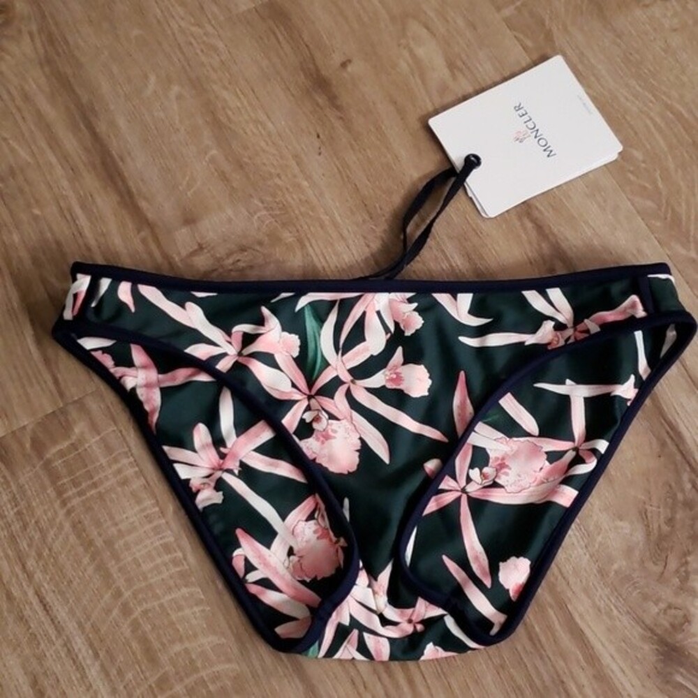 MONCLER Green Pink Floral Bikini Set Size Medium New Feminine Edgy Summer Luxury - Picture 3 of 7